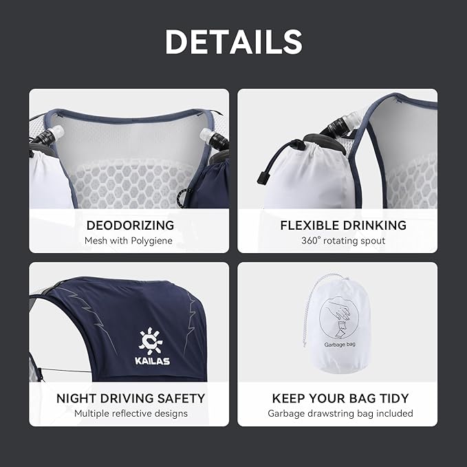 KAILAS FUGA AIR 8 Ⅳ Running Hydration Vest Hydration Pack Lightweight with Two TPU Water Bladders for Women Men Trail Cycling Hiking