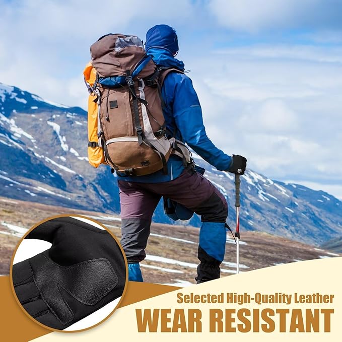 Pixel Panda Winter Gloves for Men Women Warm Touchscreen Gloves for Cold Weather Thin Water-Resistant Windproof Non-Slip Gloves for Cycling, Driving, Running, Hiking