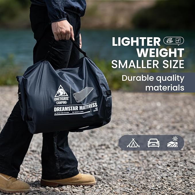 ONETIGRIS Dreamstar Single Air Mattress, Self-Inflating Sleeping Pad Foam for Camping, Backpacking, Car Trips, Travels, Air Bed with Patch-up Kit