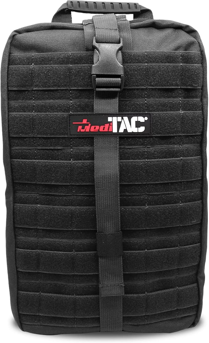 MediTac Large Hawk Type Tactical Trauma Bag Feat. Hook-and-loop Fastener Bag Backpack, MOLLE Bag Rucksack Pack - Black