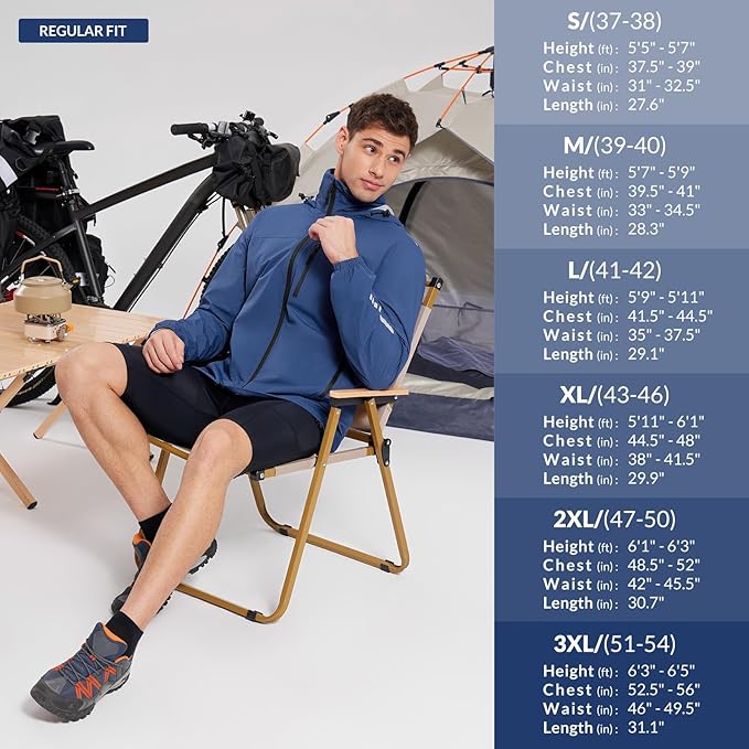 baleaf Men's Rain Jacket Waterproof Windbreaker Raincoat Running Cycling Hiking Gear Hood Lightweight Reflective Packable