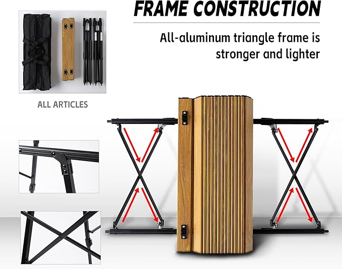 Portable Adjustable Camping Table - Sturdy Aluminum, Oversized Foldable Surface for Outdoor Picnic, BBQ, and Indoor Use