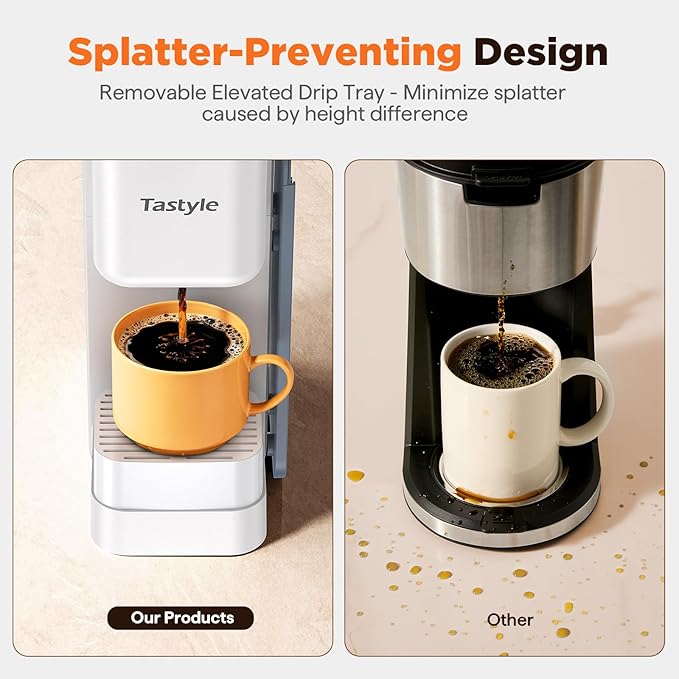 Hot & Iced Coffee Maker with Magnetic K-Pod Organizer (Pods Not Included), Stores 10 Pods, 4-5 Cups Coffee Maker & Single-serve Brewer for K Cup & Grounds, 40oz Removable Water Tank, White