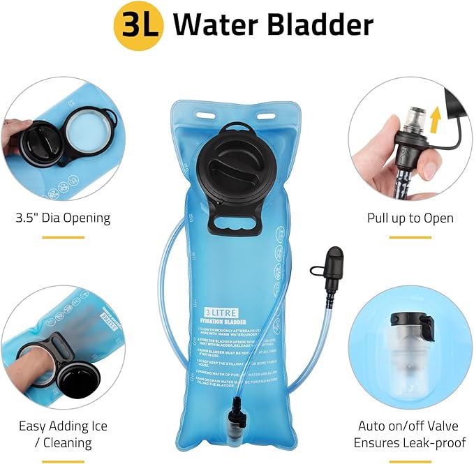 CVLIFE Tactical Hydration Pack 3L - Lightweight Water Bag With Bladder for Men Women, Heavy Duty Molle Backpack for Hiking, Cycling, Running, Hunting