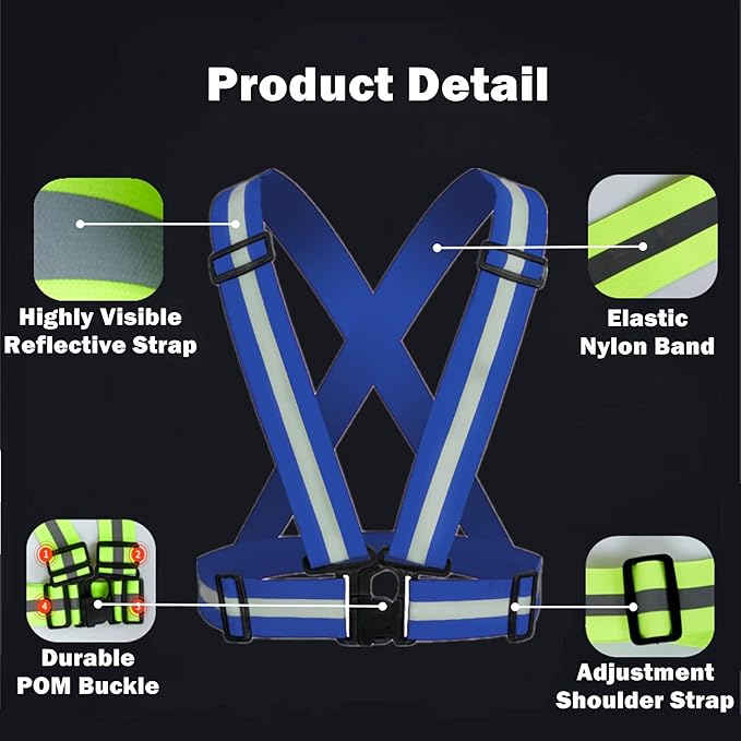 Reflective Running Vest 2-10 Pack, High Visibility Reflective Gear Night Cycling Safety Vest Strap for Men Women Kids