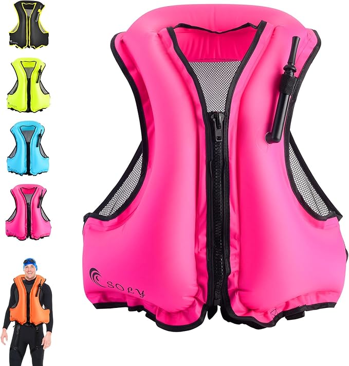 SOLY Inflatable Snorkel Vest for Adults，Snorkeling Vest，Snorkeling Vest for Kayaking Canoeing Water Sports Safety.