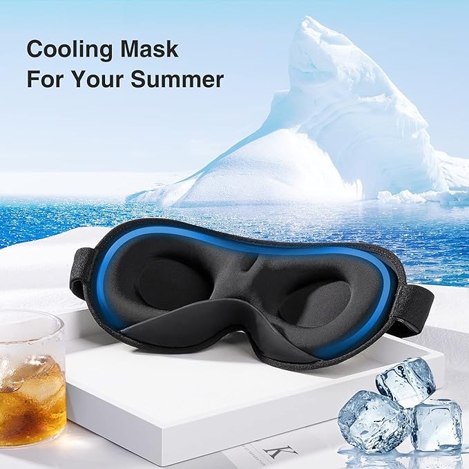 YFONG Weighted Sleep Mask, Women Men 3D Blocking Lights Sleeping Mask (4.2oz/120g), Pressure Relief Night Sleep Eye Mask with Adjustable Strap, Eye Cover Blindfold for Travel Nap Yoga, Black