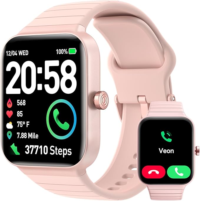 Fitpolo Smart Watch for Women,1.8” Touchscreen, Bluetooth Call, Alexa Built-in,24/7 Heart Rate, SpO2 Monitor, Step Counting, Sleep Tracking, IP68 Waterproof Fitness Tracker Watch for Android iPhone