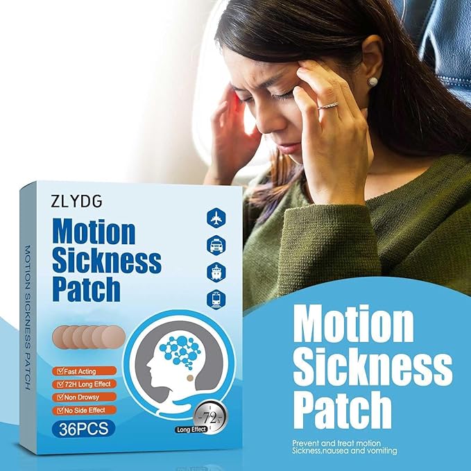Motion Sickness Patch, 72 PCS Sea Sickness Patch for Cruise,Dizziness Resulted from Travel of Cars, Ships, Airplanes (1 Box) (2 Box)