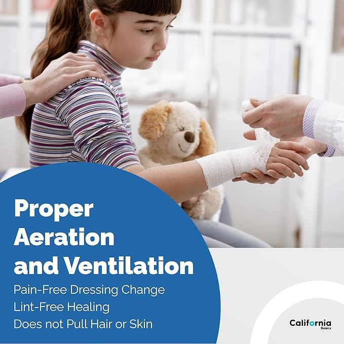 California Basics 36-Pack Gauze Bandage Roll with Tape, 4 Inches x 4 Yards - Soft, Stretchable & Breathable Wrap for Wound Care, First Aid & Medical Supplies - White