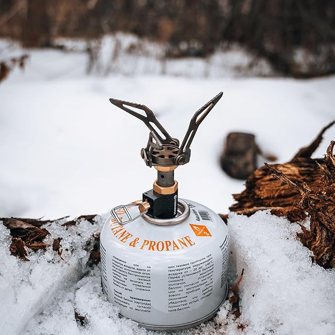 Fire-Maple FMS-300T Ultralight Titanium Backpacking Camping Gas Stove | 2600W Pocket Backpacking Cooking Folding Burner | Outdoor Trekking Hiking Fishing (Black)