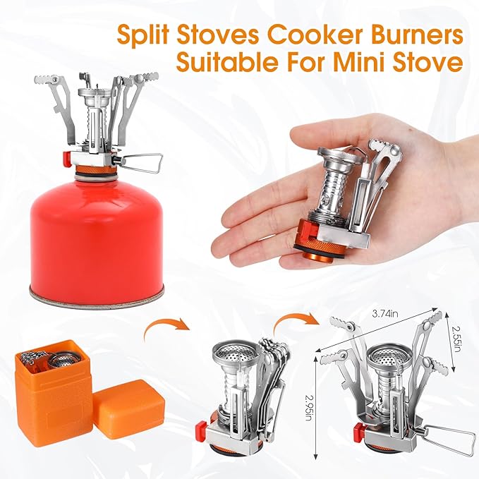 15 Pcs Camp Cooking Set Stainless Steel Camping Cookware Mess Kit with Pot Pan and Stove 2 Set Stainless Steel Cups Plates Forks Knives Spoons for Camping Backpacking Outdoor Cooking Picnic