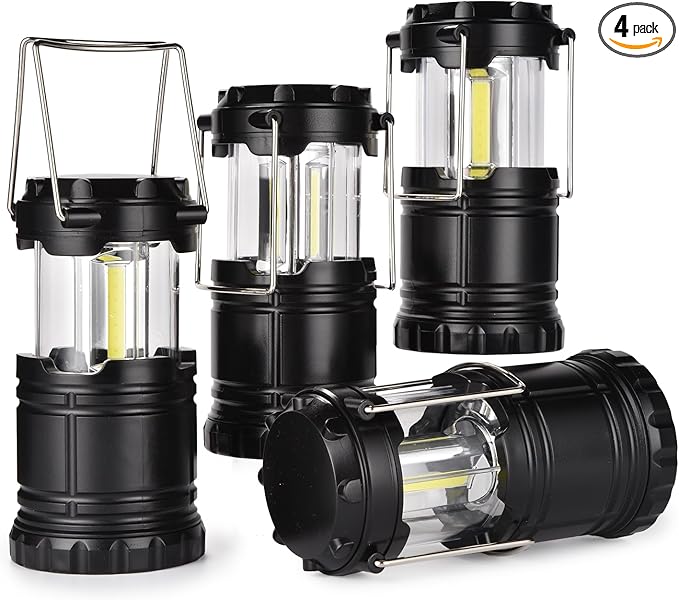 Lantern Collapsible Camping Light, Battery Operated Lanterns LED Super Bright for Power Outages Indoor Emergency Outdoor Camping Hiking Kit (COB-4)