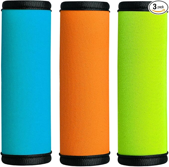 HEYSKAY 3pcs Neoprene Luggage Handle Wrap for Suitcase Identifier Travel Bag Wraps Luggage ID Tags Door Handle Protection Sleeve Cover (Orange/Green/Blue)
