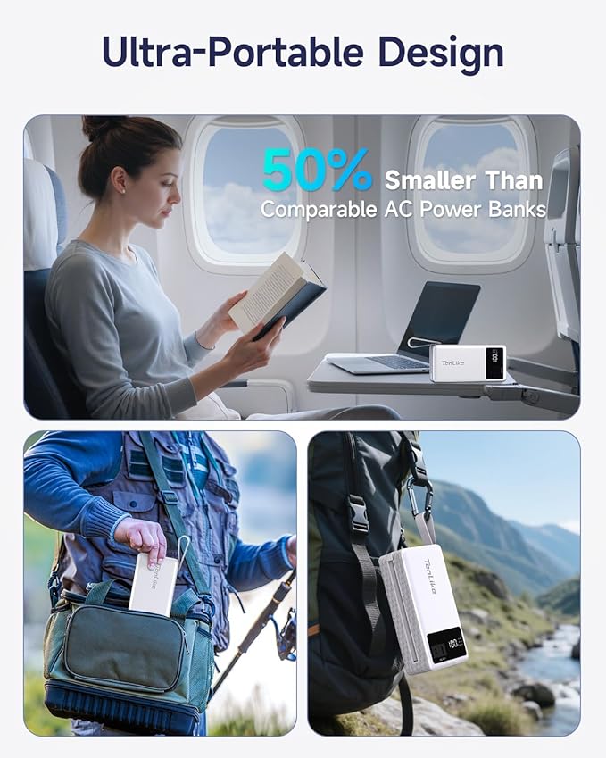 Portable Power Station 99.9Wh Power Bank for Camping Essentials Small Electric Generator Large Lithium Battery with 110V 80W Rated 120W Peak AC Plug in Output 60W Type-C Home Backup Outdoor Emergency