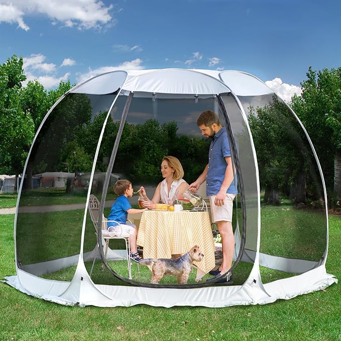 Alvantor Screen House Gazebo, 6-10-15 Person Pop Up Igloo Screened Canopy Tent with Mosquito Netting Sides, Instant UV Resistant Sun Shelter for Garden, Patio, Backyard