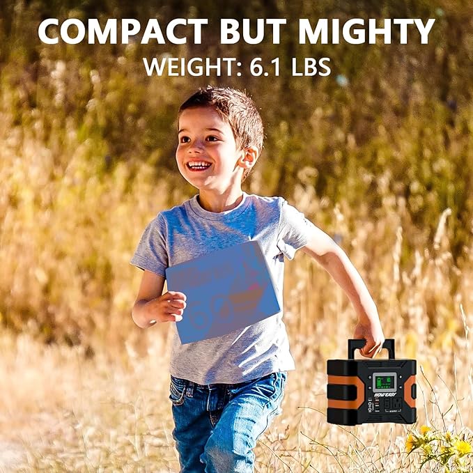 HOWEASY Portable Power Station 300W, 236Wh Solar Generator with Pure Sine Wave 110V AC Output, Backup Lithium Battery with LED Light for Outdoor Camping Travel Home Blackout