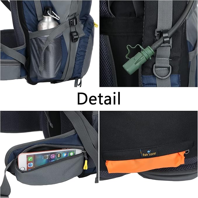 WoneNice 50L(45+5) Waterproof Hiking Backpack - Outdoor Sport Daypack with Rain Cover