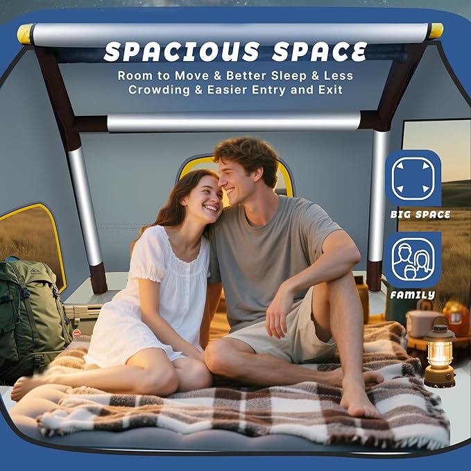 2-4 Person Inflatable Camping Tent | 60 Second Setup | 4 Season Waterproof (PU3000 Oxford) | All Weather Tent for Romantic Dates, Fall/Winter Camping, Hunting & Fishing