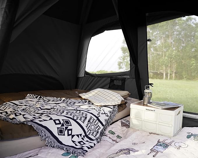 Vidalido 4-6 Person Camping Tent with 3 Door 2 Room Large Family Cabin Tents, Double Layer Waterproof Portable Glamping Tent, Big Tents for Outdoor Camping Hiking and Backpacking