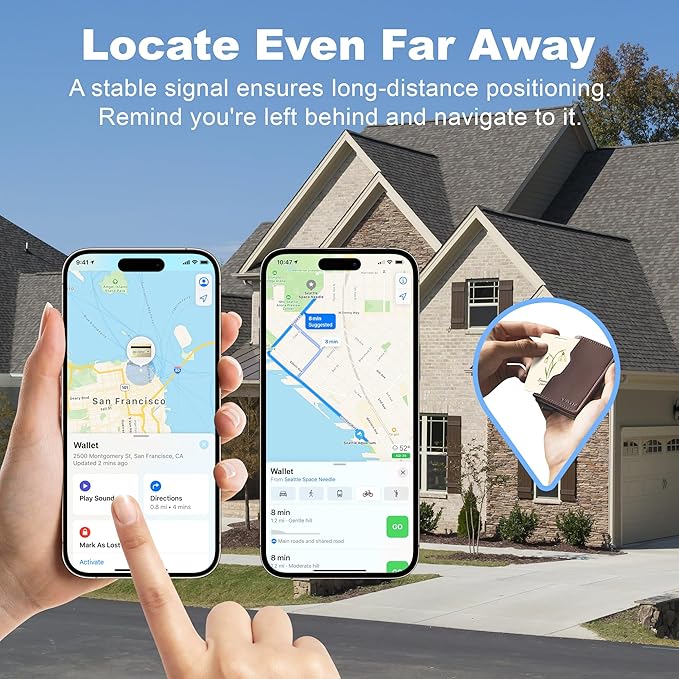 Wallet Tracker Card (iOS Only), Rechargeable Bluetooth Smart Tracking for Apple Find My Compatible Anti Tracker for Men Women Slim Item Locator for Purse Passport Key Luggage Tag (1Pcs/JAN FLR)