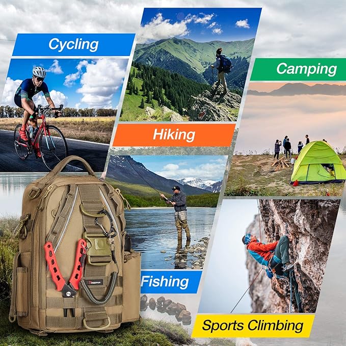 Piscifun Fishing Backpack with Rod Holder, Lightweight Sling Bag Storge Gear and Equipment