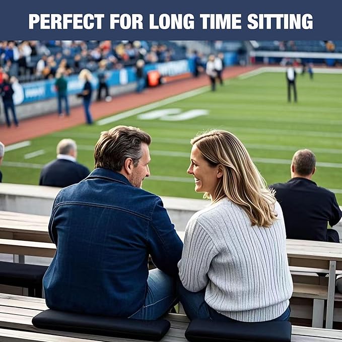 Portable Bleacher Seat Cushions with Handle, 2 Inches Thick, Waterproof Oxford Fabric, Zipper Design, Set of 2 (Blue)