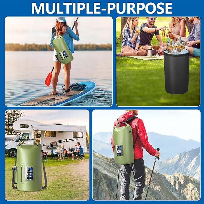 30L Waterproof Dry Bag with 20L Detachable Cooler, Dry Bag Cooler Backpack with Phone Pocket and Bottle Pouch, Suitable for Kayaking, Boating, Camping and Water Activities