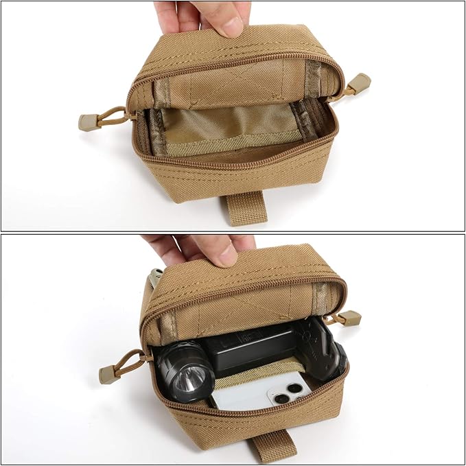 2 Pack Molle Pouches - Tactical Compact Water-Resistant EDC Pouch Bag Small Utility Pouch