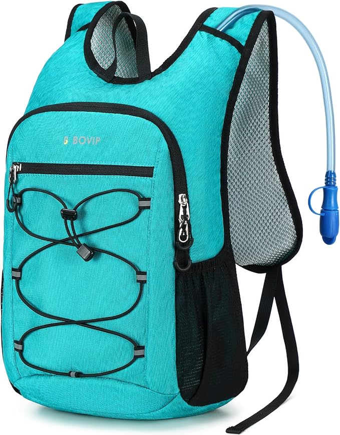 BOVIP Lightweight Hydration Back,15L Multipurpose Hiking Backpack with 1.5L Water Bladder ,Hydro Water Daypack for Cycling Hiking Rave for Men Women