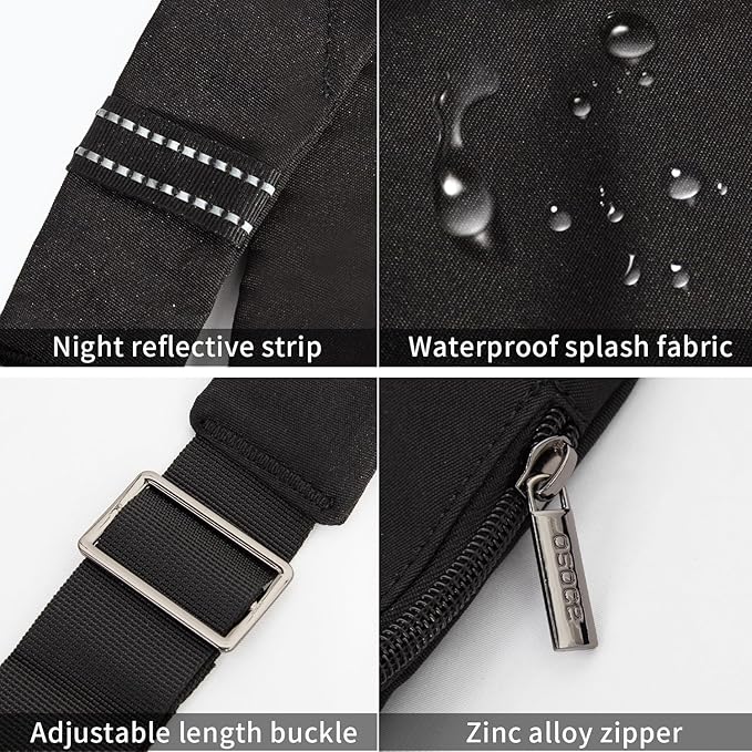 Anti Theft Crossbody Bags Sling Bag for Women Men Waterproof Wander Bag for Sports and Travel. (2.0BLACK, Small)