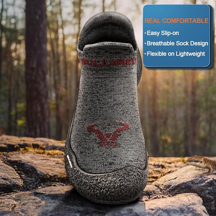 BULLIANT Men Slipper Socks,Grip Socks Hiking Water Shoes Barefoot Shoes for Outdoor Walking Exercises