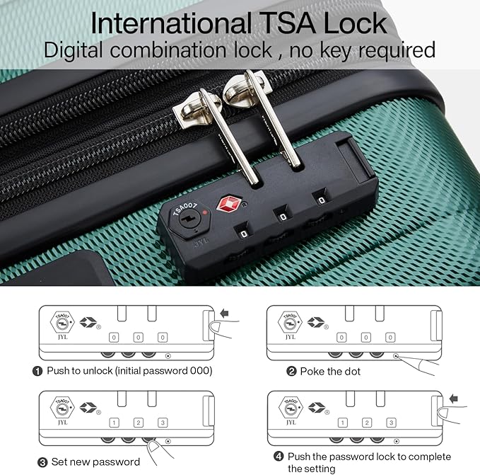 Hanke 24 Inch Expandable Checked Luggage Lightweight PC Hard Shell Luggage Suitcases with Wheels Travel Luggage Rolling Large Suitcase Travel Luggage Bag for Go to University.(Blackish Green)