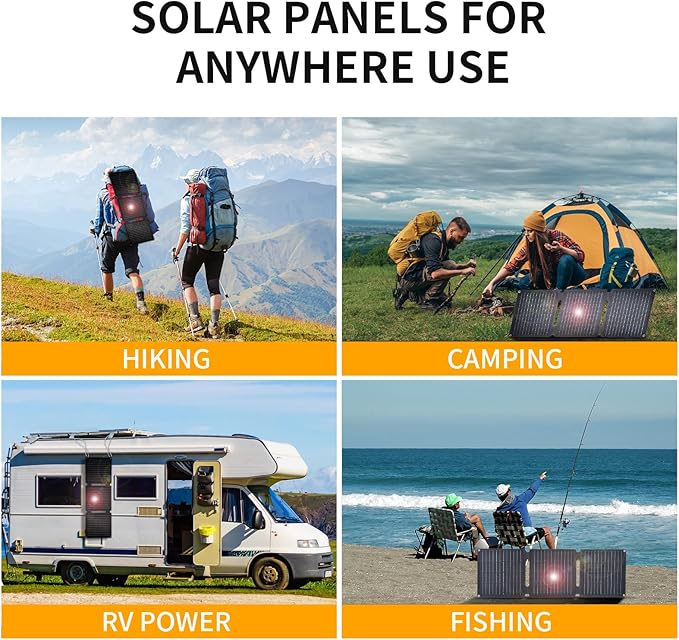 30W Portable Solar Panel,Foldable Solar Panels Charger for Camping Hiking Outdoor,IP65 ETFE Waterproof Panel Solar Kit with 3 Transfer Conectors,DC/Type-C/USB/QC3.0 Output