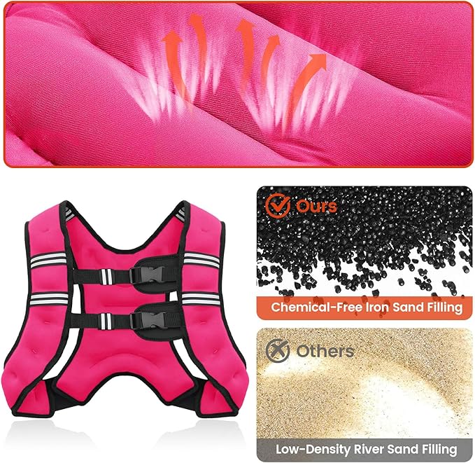 Weighted Vest, 6lb/8lb/12lb/16lb/20lb/25lb/30lb Weight Vest for Men Women, Body Weight Vests Adjustable with Reflective Stripe for Strength Training, Running, Training Workout, Jogging, Walking