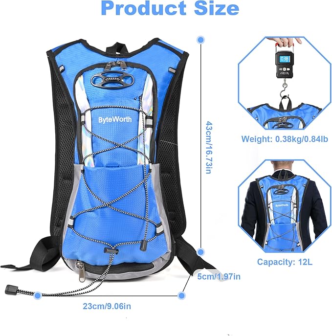 Hydration Backpack wtih 2L Water Bladder, Hiking Water Backpack, Water Bladder Backpack for Running and Biking (Men & Women) - BPA-Free, Breathable Mesh, 16L Storage, 2025 Upgrade