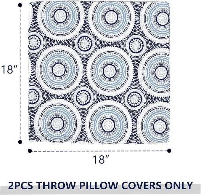 Outdoor Throw Pillow Covers 18”x18”, Decorative Pillow Covers for Patio Furniture, Modern Cushion Cases for Garden Couch Home Sofa Bed Office Chair, Pack of 2,Lagoon Multi