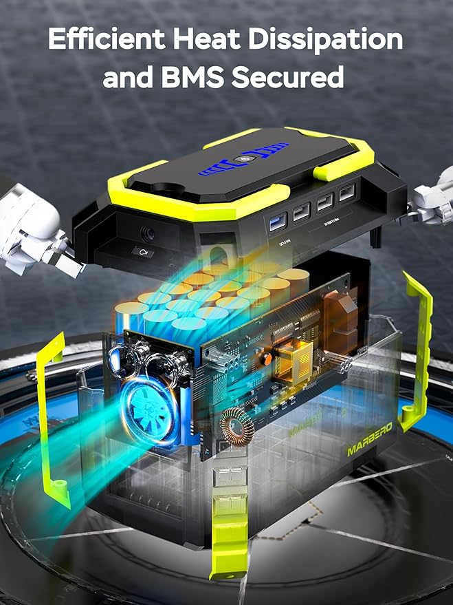 MARBERO Portable Power Station 150Wh Camping Solar Generator Laptop Charger Power Bank with AC Outlet 110V 150W Peak with 4*USB, 4*DC Ports, LED Flashlights for CPAP Home Camping Hurricane Emergency