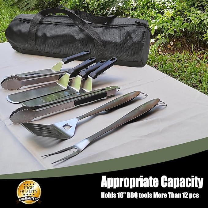 BBQ Accessories Storage Bag, Tool Bag for Barbecue Tools Storage, Grill Accessory Storage, Outdoor Camping Barbecue Carry Bag,Can Hold Grill Utensils Up to 18", BBQ Gifts for Men
