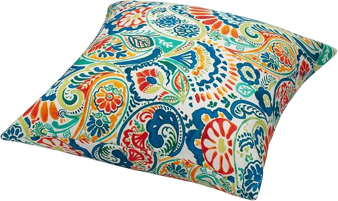 Magpie Fabrics Patio Pillow Covers ONLY 18"x18", Set of 2, Fade-Resistant Outdoor Indoor Cushion Cases Decorative Throw Pillowcase Shell for Couch Garden Furniture -Paisley Multi