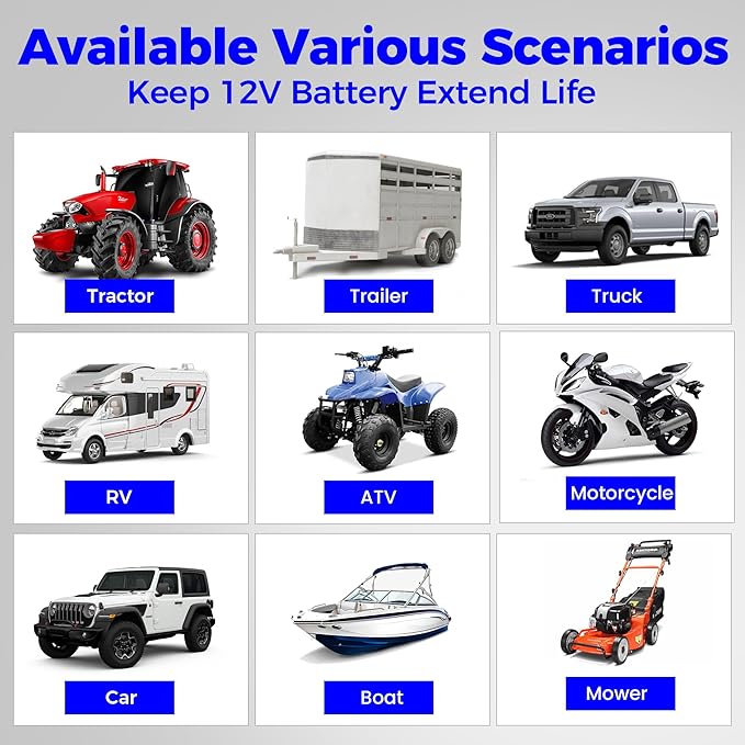 Solar Battery Trickle Charger: 10 Watt 12V Solar Panel Maintainer for Car Boat - Waterproof Monocrystalline Solar Charger with Controller for RV Marine Trailer Truck Motorcycle