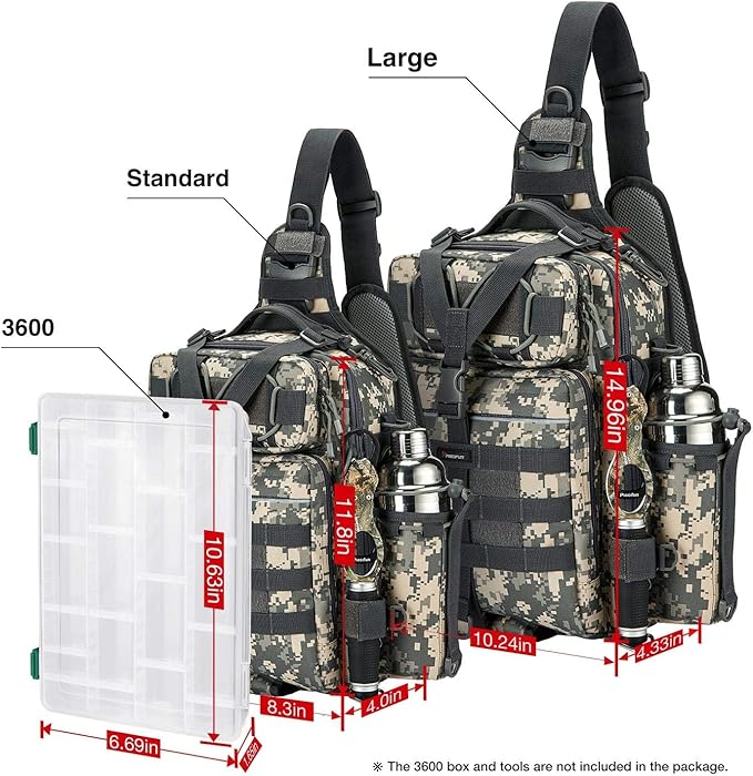 Piscifun Fishing Backpack with Rod Holder, Lightweight Sling Bag Storge Gear and Equipment