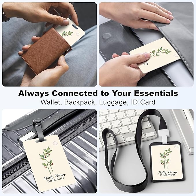 Wallet Tracker Card (iOS Only), Rechargeable Bluetooth Smart Tracking for Apple Find My Compatible Anti Tracker for Men Women Slim Item Locator for Purse Passport Key Luggage Tag (1Pcs/DEC FLR)