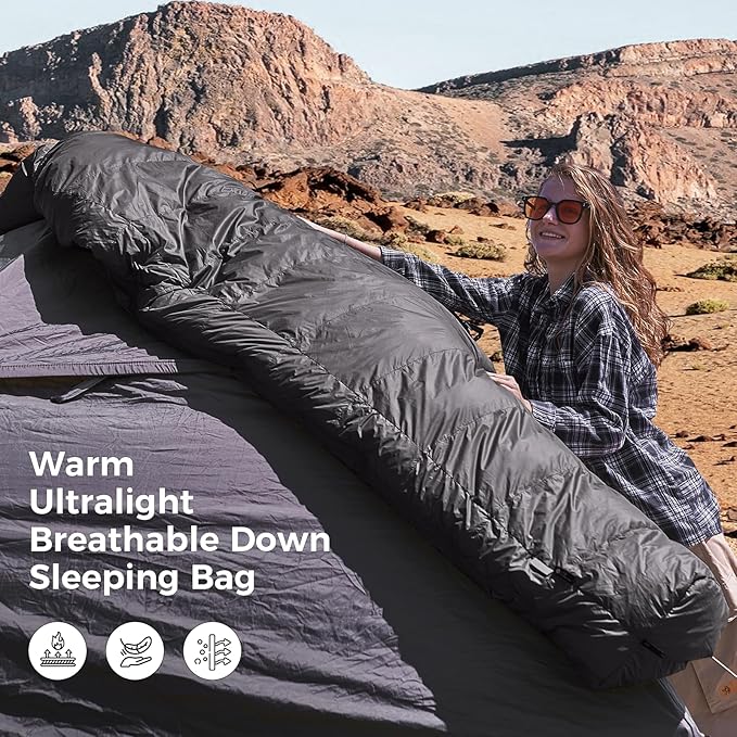 ATEPA Down Sleeping Bag, 700FP Mummy Cold Weather Ultralight 3 Season Compact Packable Waterproof Sleeping Bag with Stuff Sack for Backpacking Camping Hiking Traveling