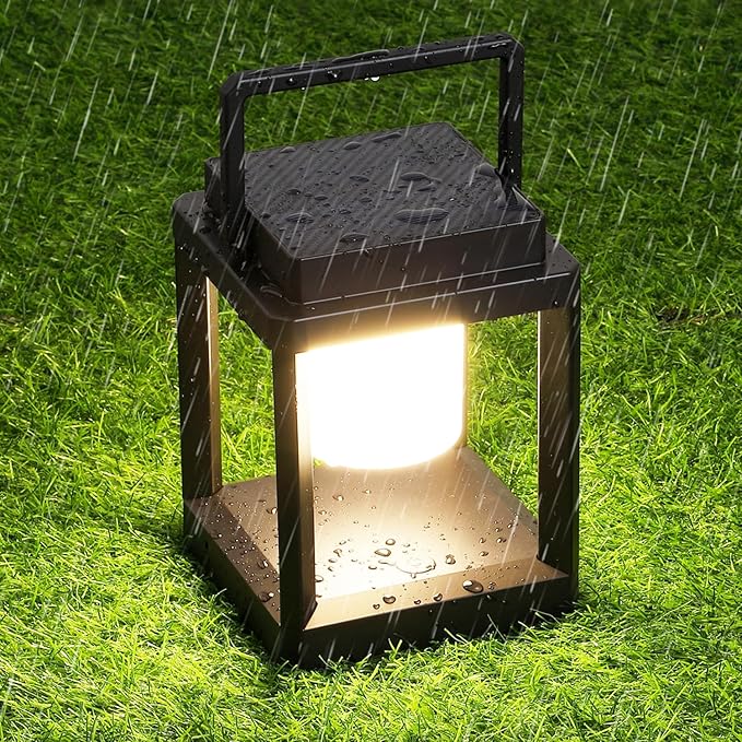 Outdoor Table Lamp, Led Lamps for Nightstand, Solar Lanterns Outdoor Hanging for Patio Waterproof, Cordless Battery Operated Lamp, Rechargeable Solar Lantern for Reading, Decor, Camping
