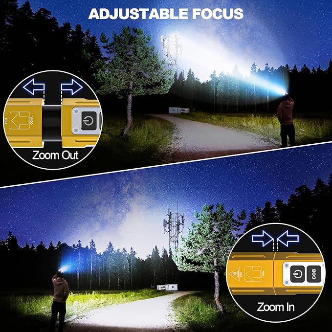 Rechargeable Flashlights High Lumens - Super Bright Small Pocket Magnetic Flashlight, 8 Modes LED Tactical Flash Light, Dual Button Powerful Flashlight for Camping (2, Yellow Gold)
