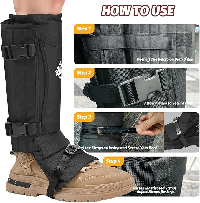 ZHZ Snake Gaiters Durable Waterproof Snake Chaps Lower Legs Protection,Snake Guards with Adjustable Size for Men & Women,Used for Hunting,Hiking and Farm Work
