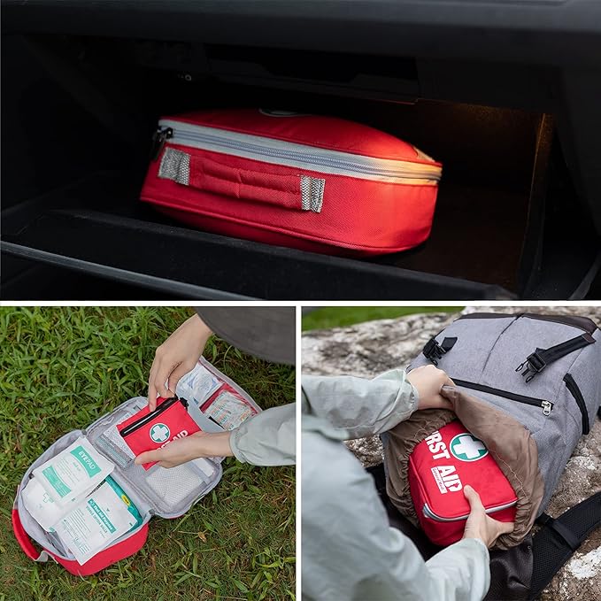 General Medi 2-in-1 First Aid Kit (215 Piece Set) + 43 Piece Mini First Aid Kit -Includes Ice(Cold) Pack, Moleskin Pad and Emergency Blanket for Travel, Home, Office, Car, Workplace