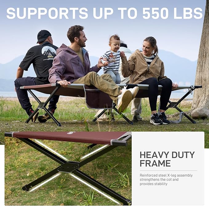 EVER ADVANCED Extra Wide Camping Cot for Adults Oversized XXL Sleeping Cots Folding Cot Bed with Carry Bag, 84.3" L x 41.9" W, Support to 550 lbs