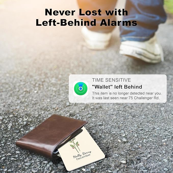 Wallet Tracker Card (iOS Only), Rechargeable Bluetooth Smart Tracking for Apple Find My Compatible Anti Tracker for Men Women Slim Item Locator for Purse Passport Key Luggage Tag (1Pcs/DEC FLR)